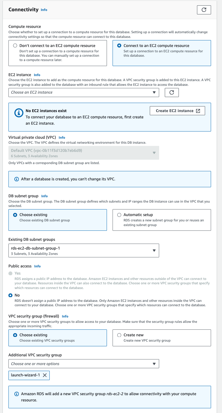 RDS connectivity